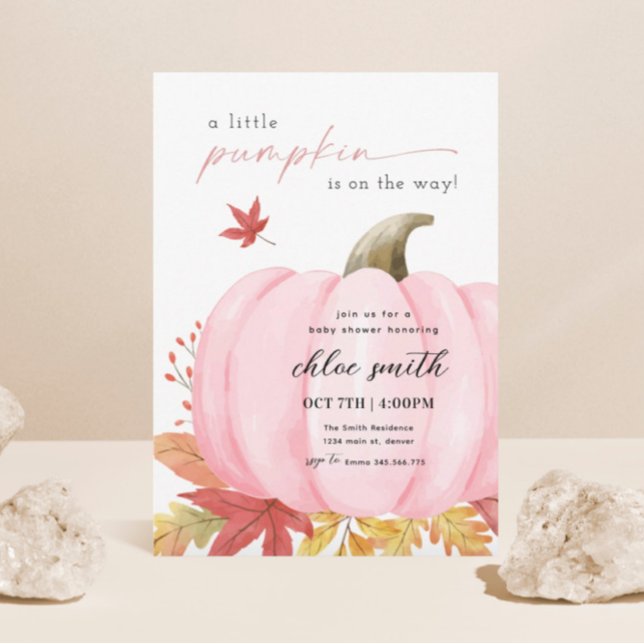 Invitation Baby shower Citrouille rose (Créateur téléchargé)