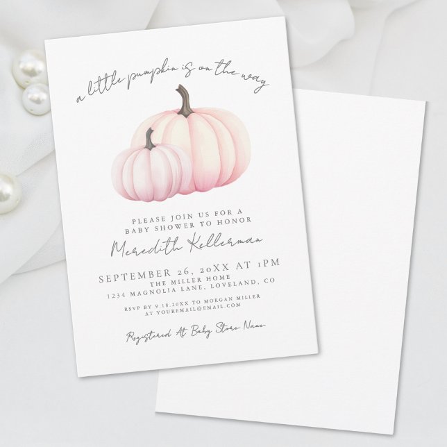 Invitation Baby shower Citrouille rose (Pink Pumpkin Baby Shower Invitation)