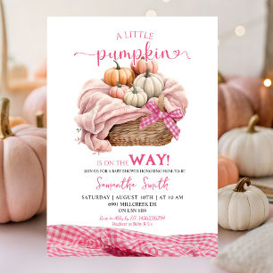 Invitation Baby shower Citrouille rose En vichy doux