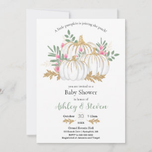 Invitation Baby shower Citrouille rose et vert