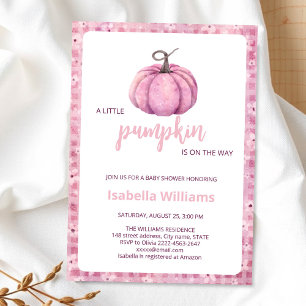 Invitation Baby shower Citrouille rose Thème aut