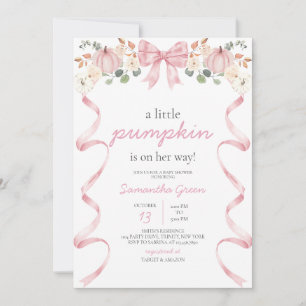 Invitation Baby Shower Citrouille Ruban Rose