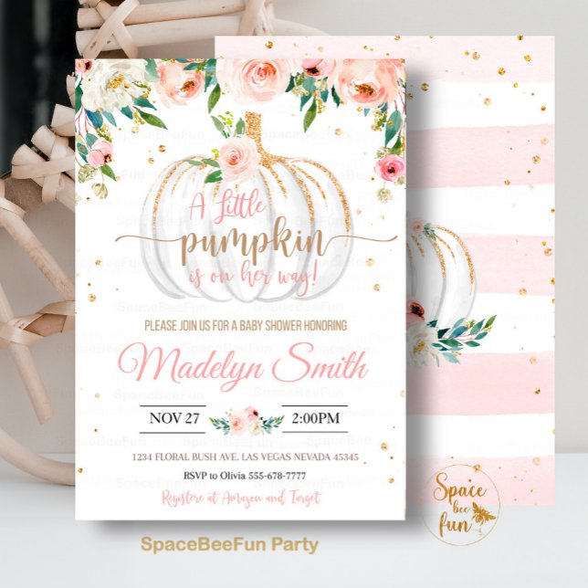 Invitation Baby shower citrouille Un Peu Citrouille Sur Le Ch (Créateur téléchargé)