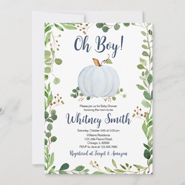 Invitation Baby shower Citrouille verdoyant (Devant)