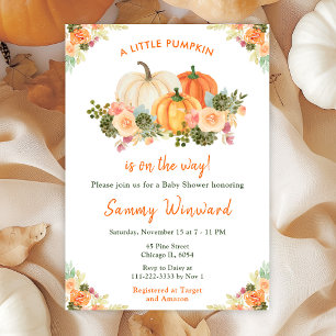 Invitation Baby Shower Citrouilles Orange et Vertes