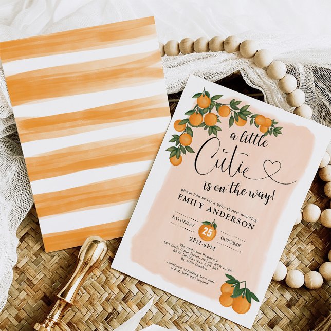 Invitation Baby shower Citrus Botanique Orange Little Cutie (Créateur téléchargé)