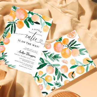 Invitation Baby shower Citrus Orange Little Cutie sur le chem