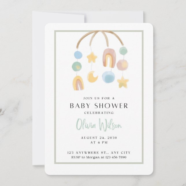 Invitation Baby shower classique (Devant)