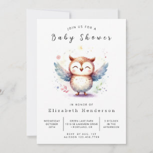 Invitation Baby shower classique de Chouette lunaire
