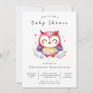 Invitation Baby shower classique de la Chouette