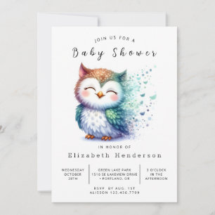 Invitation Baby shower classique en ligne de chouette