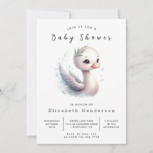 Invitation Baby Shower Classique Imprimable Cygne