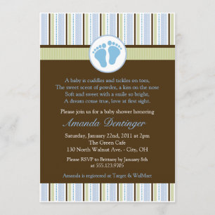 Invitation Baby shower classique pour bébé pieds