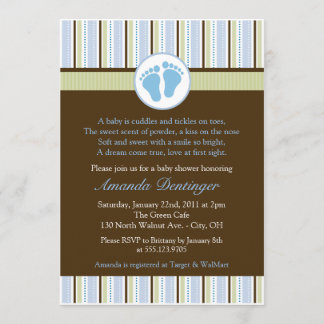 Invitation Baby shower classique pour bébé pieds