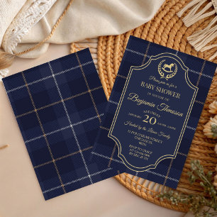 Invitation Baby shower classique vintage sur le thème du chev