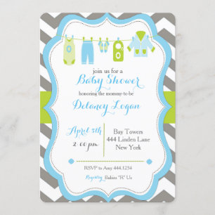 Invitation Baby shower Clothesline