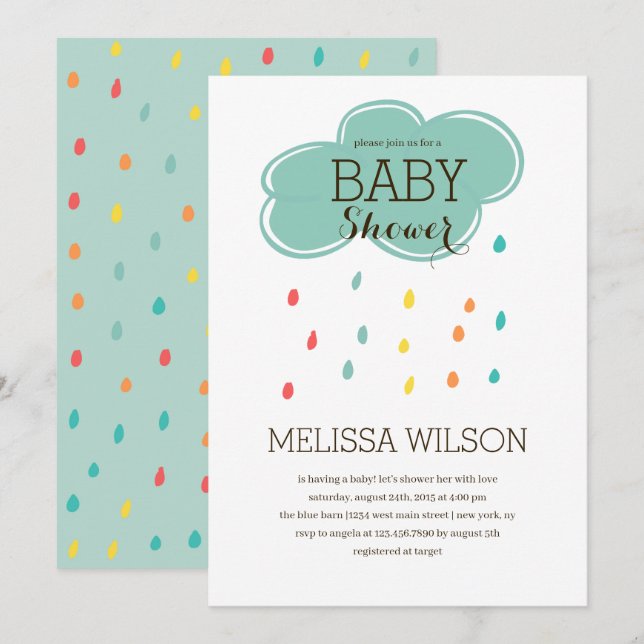 Invitation Baby shower Cloud (Devant / Derrière)
