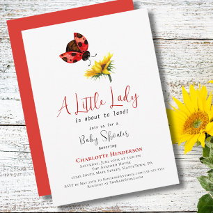 Invitation Baby Shower Coccinelle Petite Dame Tournesol
