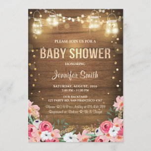 Invitation Baby shower Coed Rustic Floral Garden