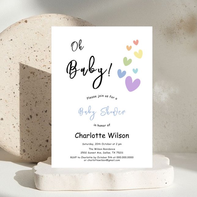 Invitation Baby shower Coeurs mignons et colorés (Créateur téléchargé)