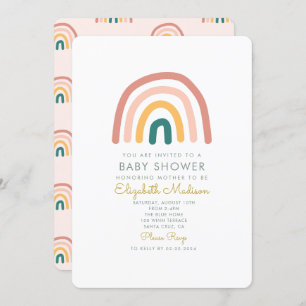 Invitation Baby shower coloré arc-en-ciel