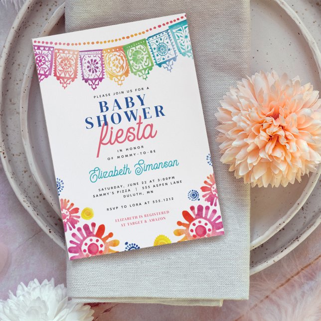 Invitation Baby shower coloré Baby shower mexicain Fiesta (Colorful Baby Shower Mexican Fiesta Baby Shower Invitation)