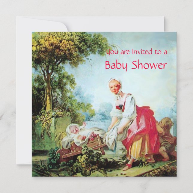 Invitation BABY SHOWER COLORÉ Crème Felt Papier (Devant)