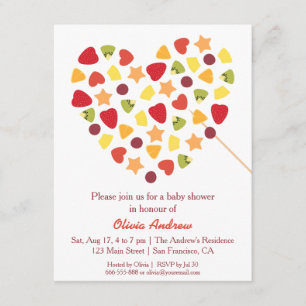 Invitation Baby shower coloré de fruits tropicaux en été