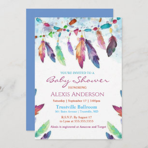 Invitation Baby shower coloré en aquarelle