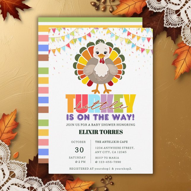 Invitation Baby shower coloré Festif Little Turkey (Créateur téléchargé)