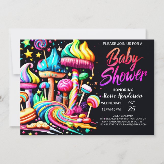 Invitation Baby shower coloré Wonderland (Devant)