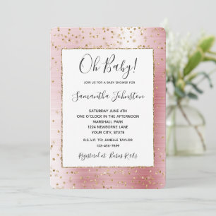 Invitation Baby shower Confetti brillant rose vif