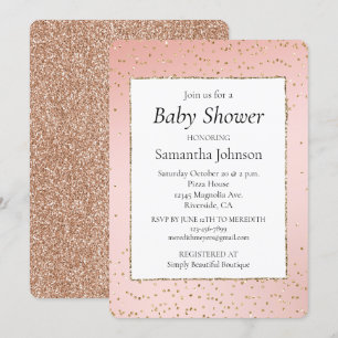 Invitation Baby shower Confetti de Parties scintillant en or