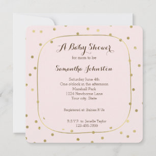 Invitation Baby shower Confetti en or rose