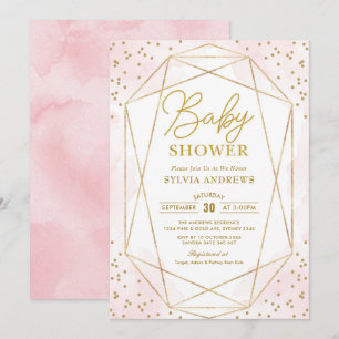 Invitation Baby shower Confetti géométrique Blush Gold modern