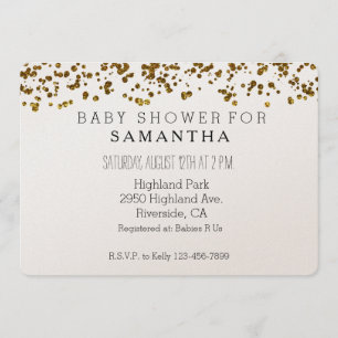 Invitation baby shower Confetti Gold Bling Parties scintillan