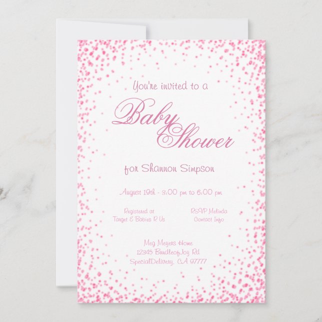 Invitation Baby shower | Confetti rose (Devant)