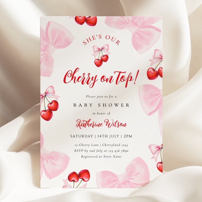 Invitation Baby shower Coquette Cherry (Créateur téléchargé)