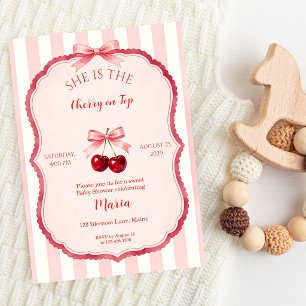 Invitation Baby Shower Coquette Rose Cerise sur le