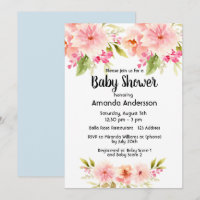 Baby shower corail pêche dahlia fleurs bleu garçon