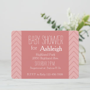 Invitation Baby shower Coral Pink Chevron