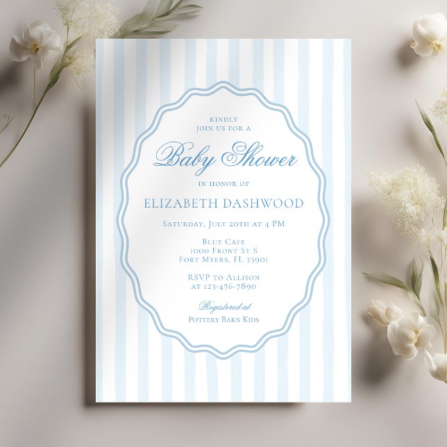 Invitation Baby shower côtier à charpente oneuse à épais (Créateur téléchargé)