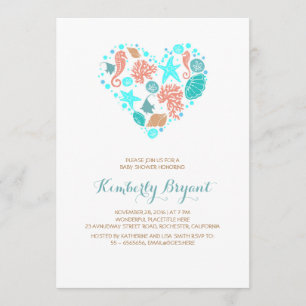 Invitation Baby shower côtier marin du White Beach Heart