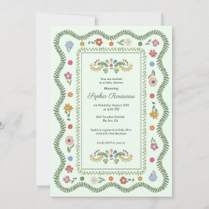 Invitation Baby Shower Cottagecore Vert