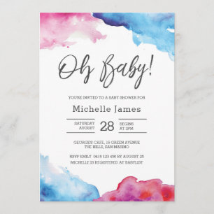 Invitation Baby shower  Couleur d'eau bleue et ros