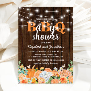 Invitation Baby Shower Couple BBQ Barbecue d'automne BaByQ