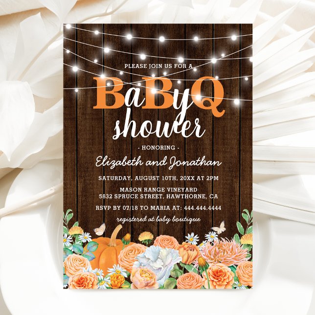 Invitation Baby Shower Couple BBQ | Barbecue d'automne BaByQ (Créateur téléchargé)