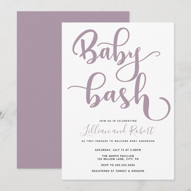 Invitation Baby shower Couples Bébé Bash (Devant / Derrière)