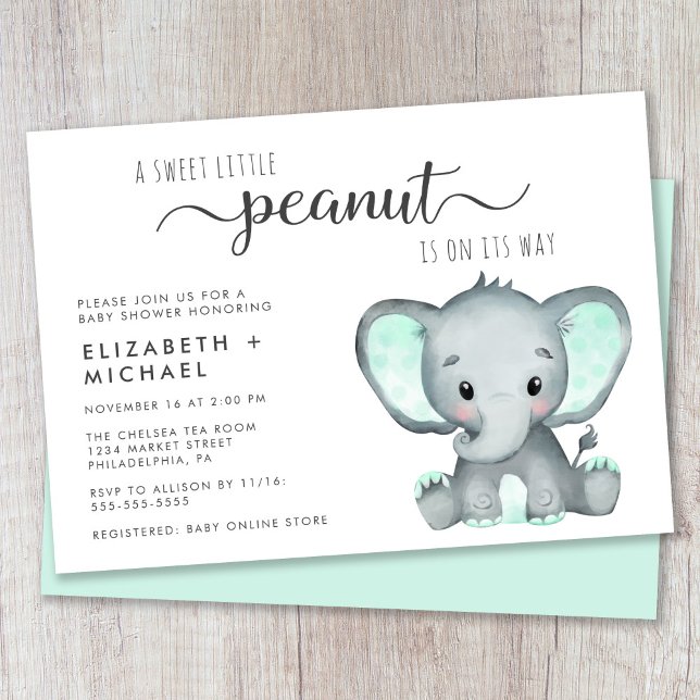 Invitation Baby shower Couples Eléphants mignons (Créateur téléchargé)