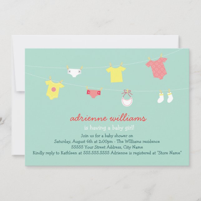 Invitation Baby shower Couture bébé (Devant)